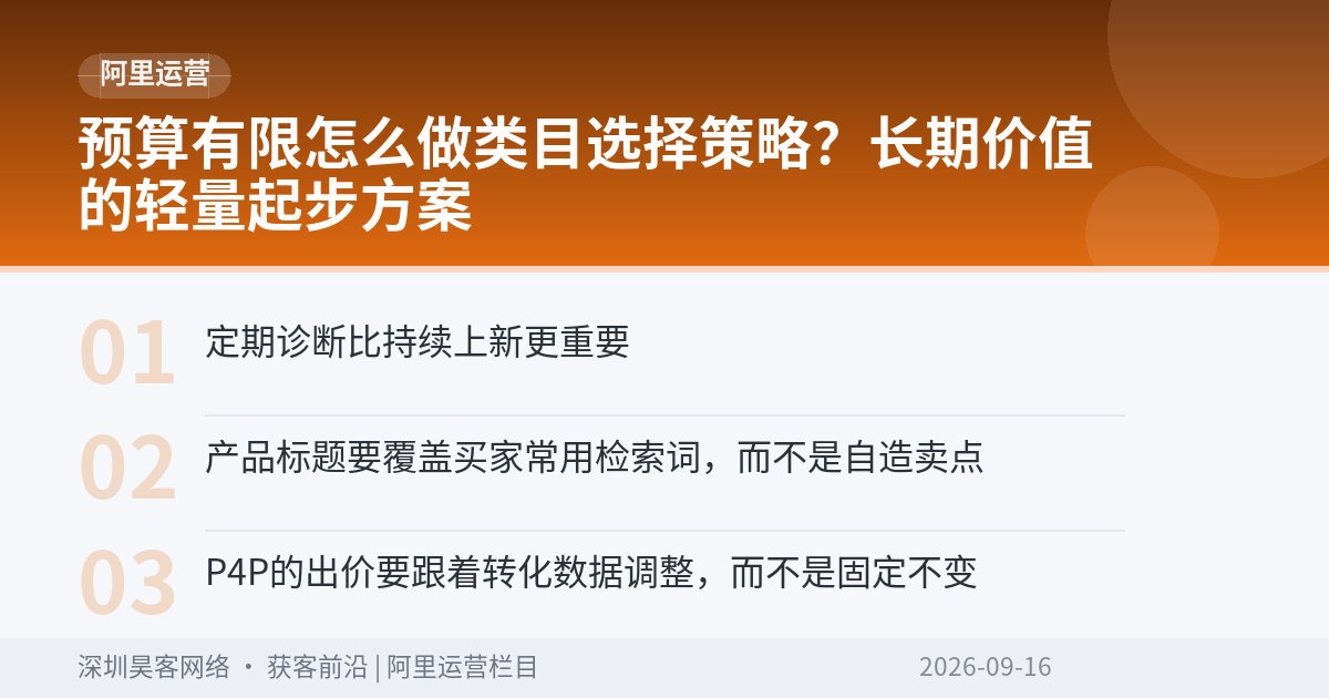 预算有限怎么做类目选择策略？长期价值的轻量起步方案