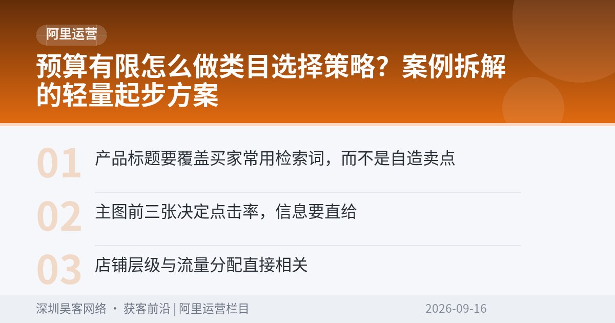 预算有限怎么做类目选择策略？案例拆解的轻量起步方案