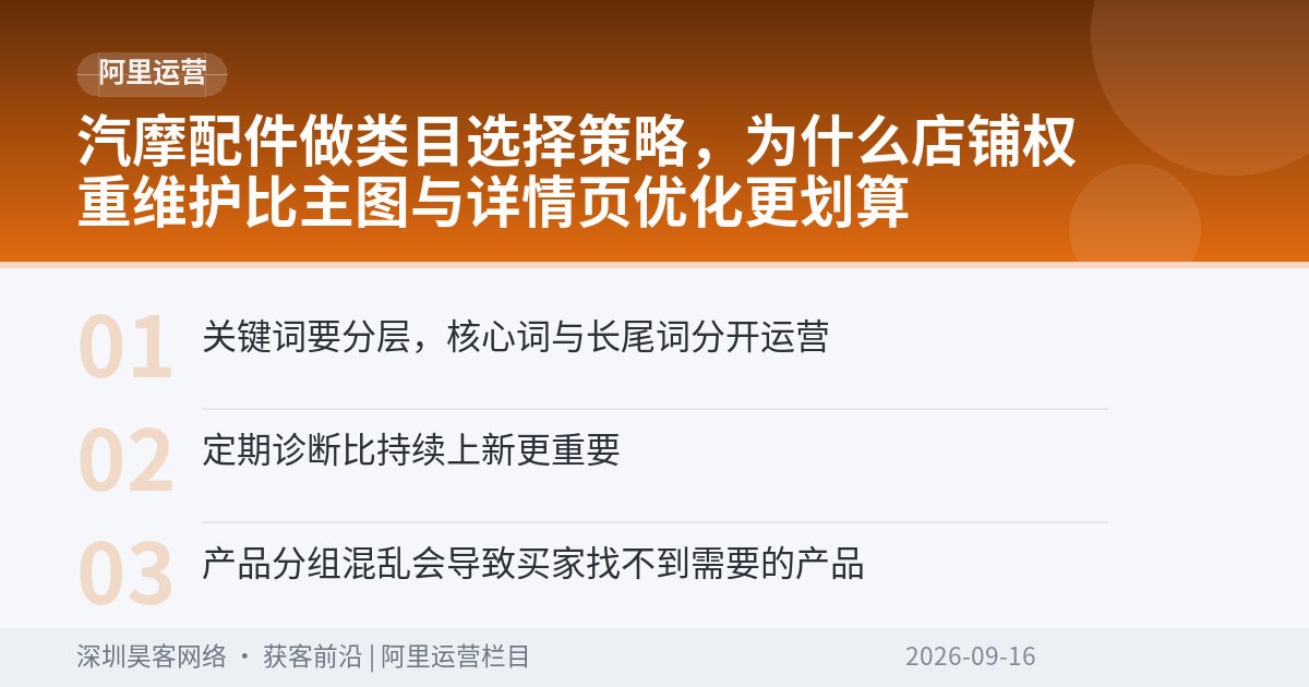汽摩配件做类目选择策略，为什么店铺权重维护比主图与详情页优化更划算