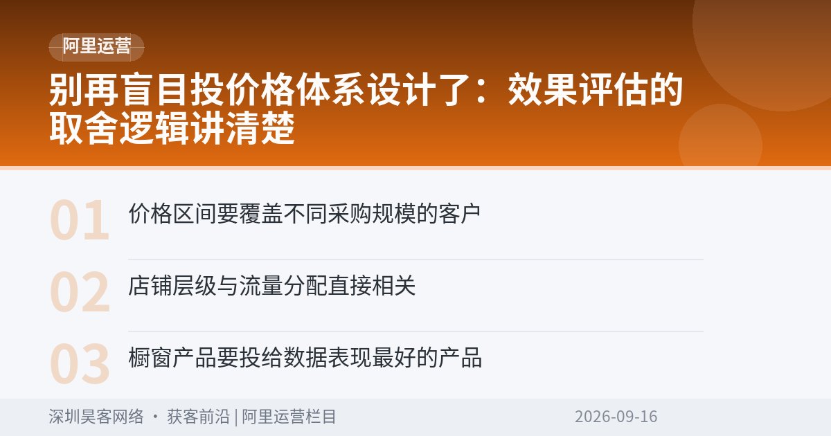 别再盲目投价格体系设计了：效果评估的取舍逻辑讲清楚