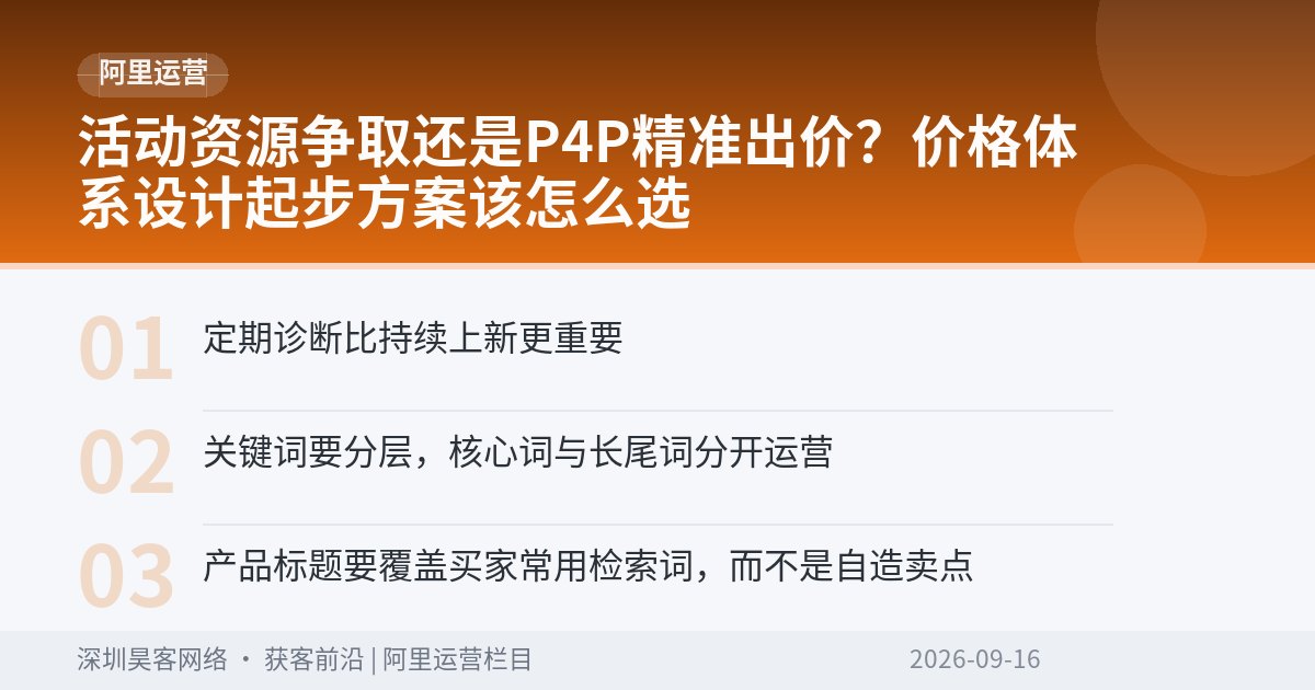 活动资源争取还是P4P精准出价？价格体系设计起步方案该怎么选