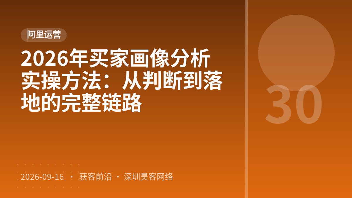 2026年买家画像分析实操方法：从判断到落地的完整链路