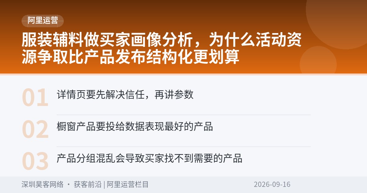 服装辅料做买家画像分析，为什么活动资源争取比产品发布结构化更划算