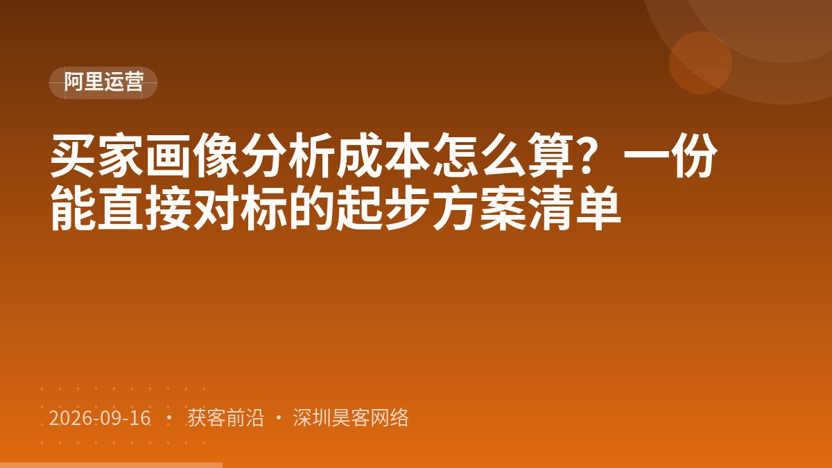 买家画像分析成本怎么算？一份能直接对标的起步方案清单