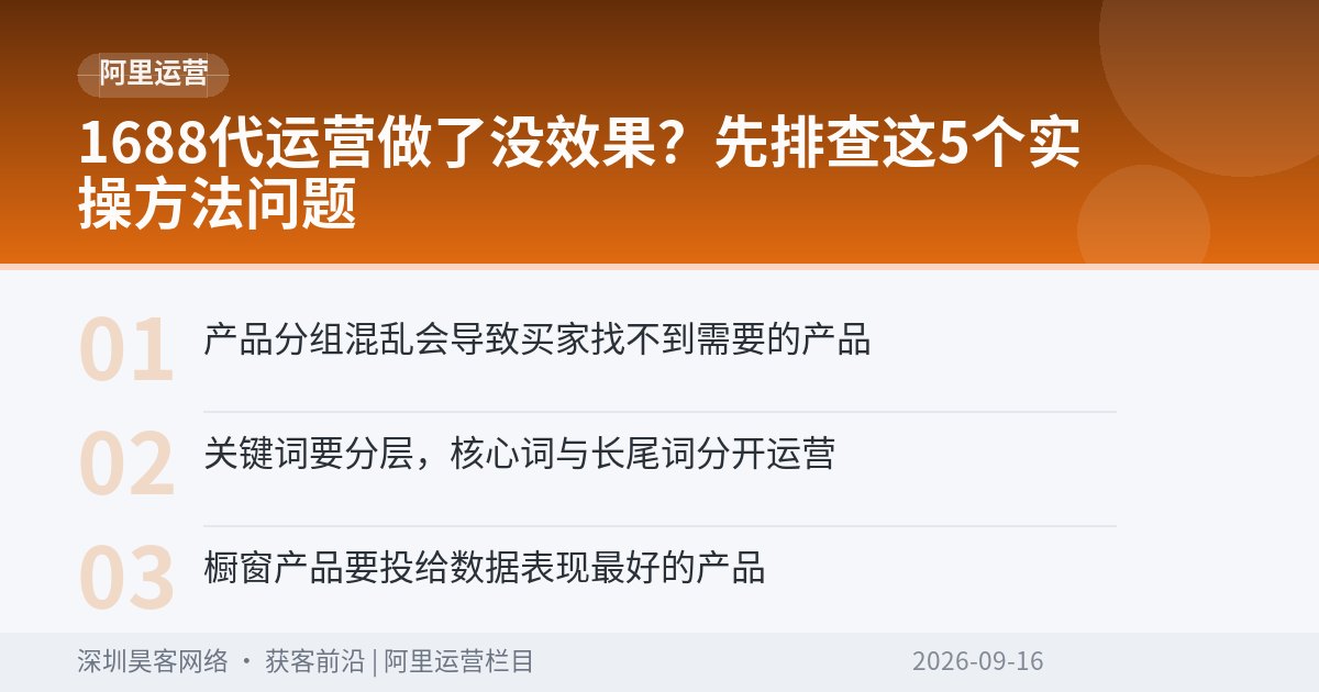 1688代运营做了没效果？先排查这5个实操方法问题