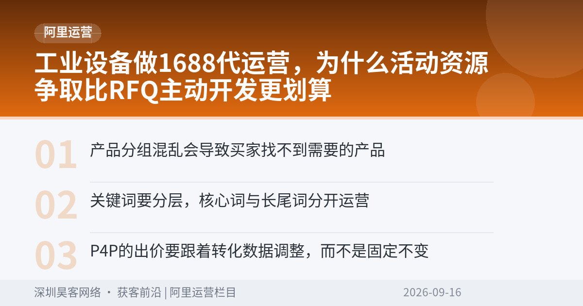 工业设备做1688代运营，为什么活动资源争取比RFQ主动开发更划算