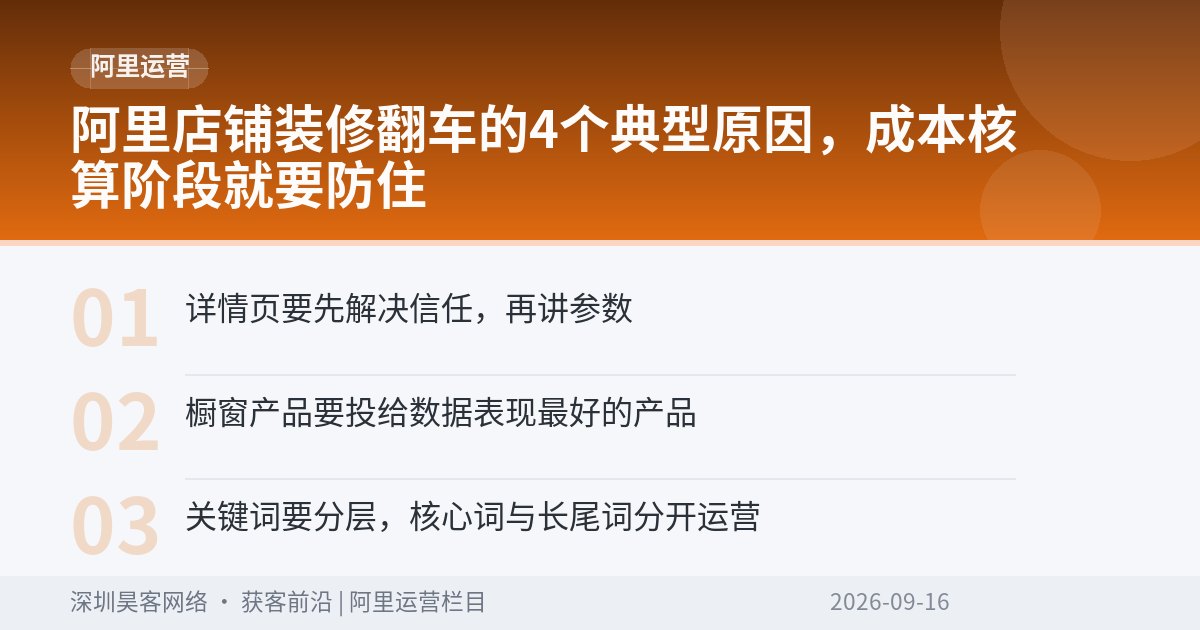 阿里店铺装修翻车的4个典型原因，成本核算阶段就要防住