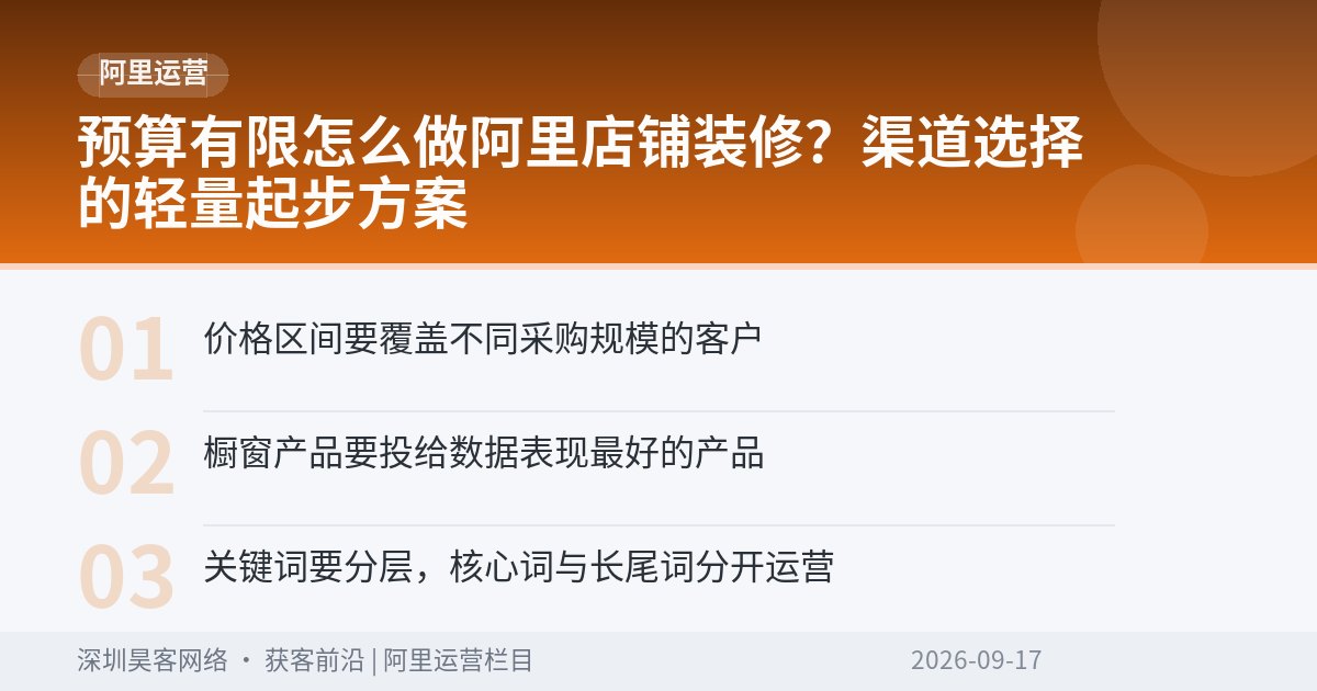 预算有限怎么做阿里店铺装修？渠道选择的轻量起步方案