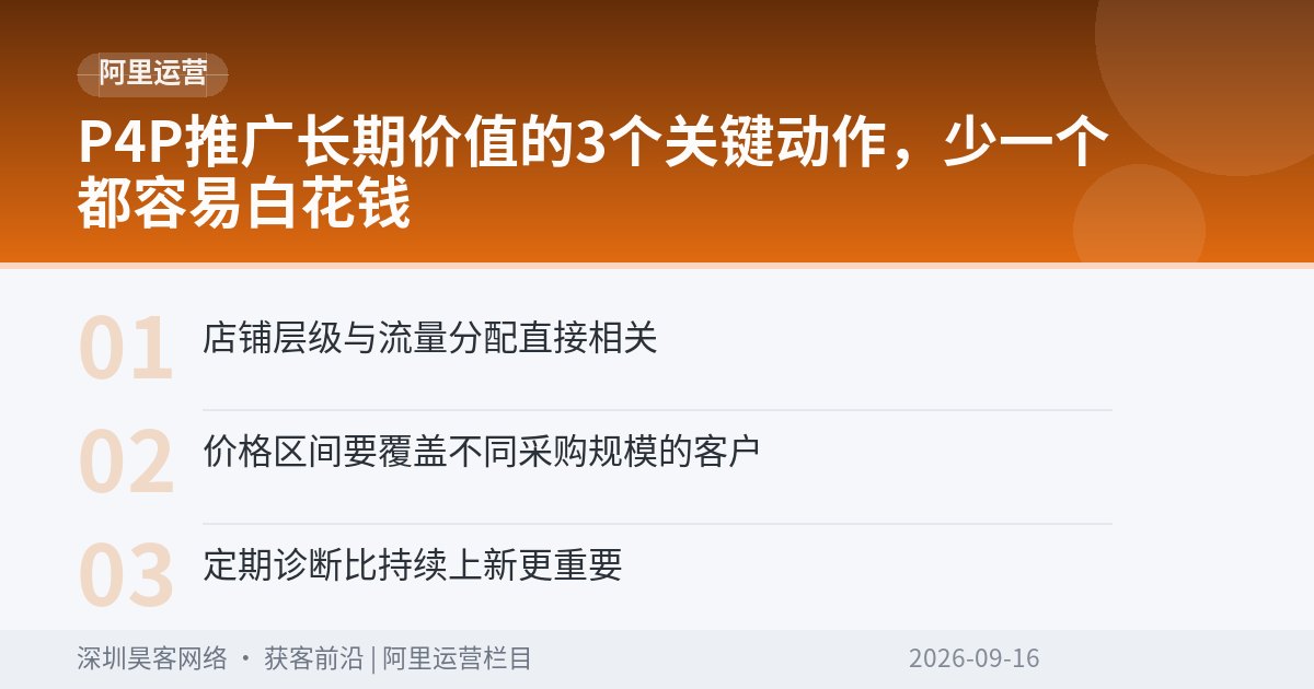 P4P推广长期价值的3个关键动作，少一个都容易白花钱