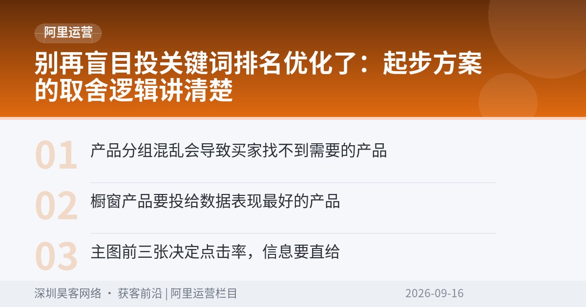 别再盲目投关键词排名优化了：起步方案的取舍逻辑讲清楚