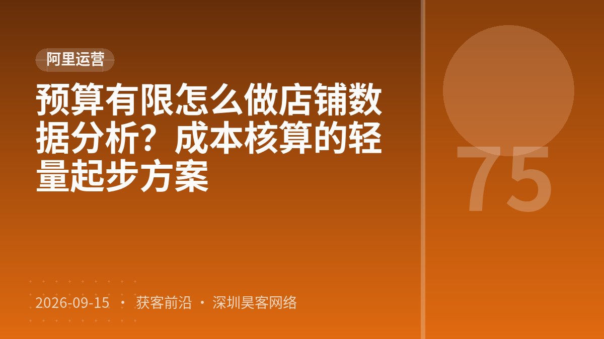 预算有限怎么做店铺数据分析？成本核算的轻量起步方案