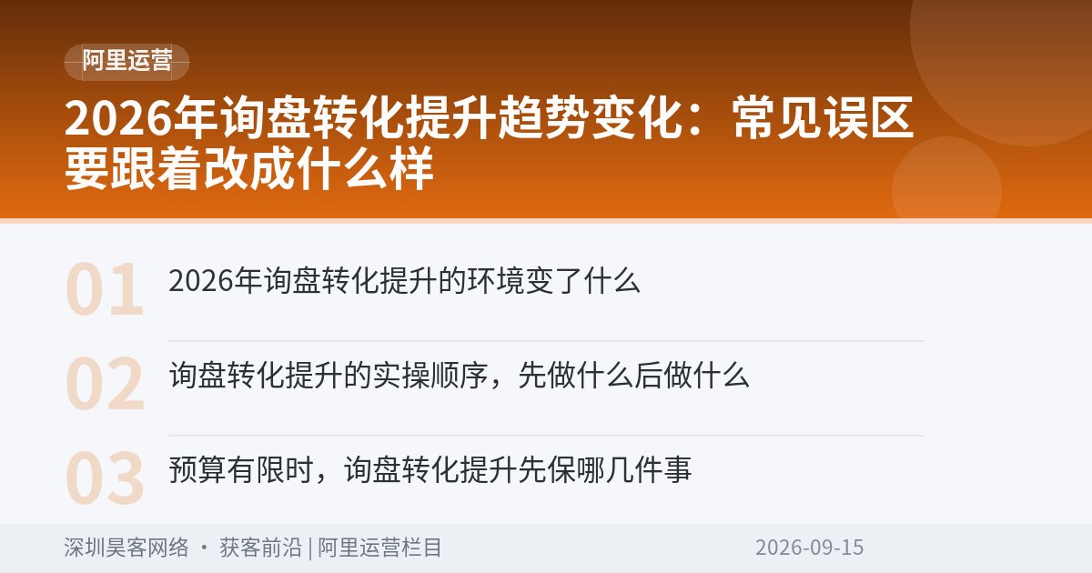 2026年询盘转化提升趋势变化:常见误区要跟着改成什么样