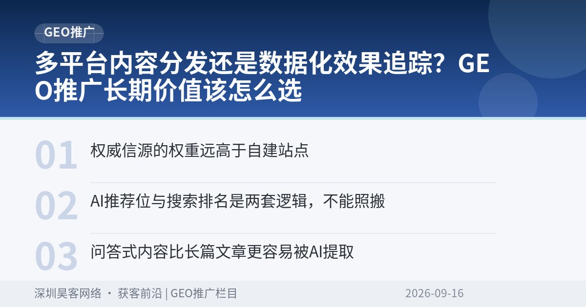 多平台内容分发还是数据化效果追踪？GEO推广长期价值该怎么选