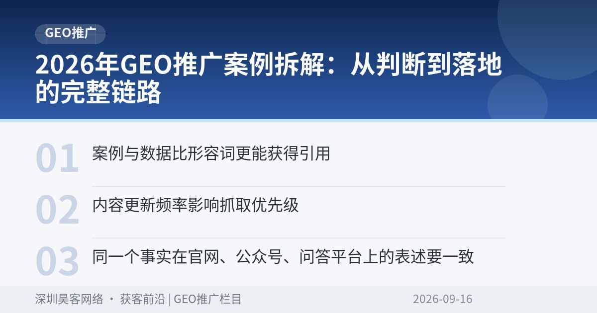2026年GEO推广案例拆解:从判断到落地的完整链路