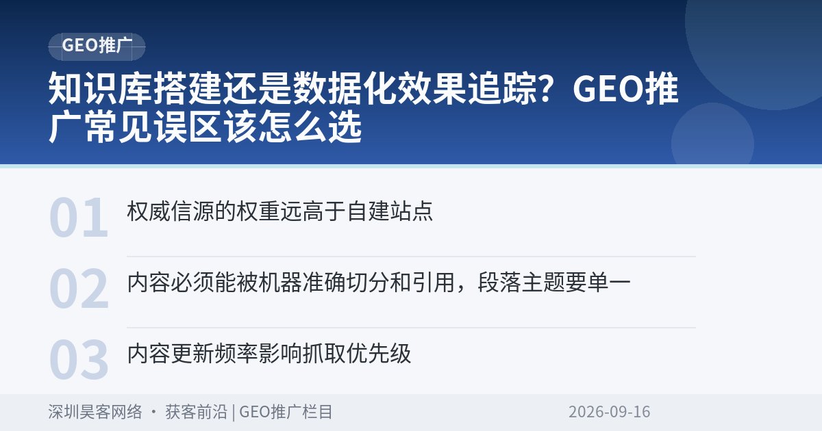 知识库搭建还是数据化效果追踪?GEO推广常见误区该怎么选