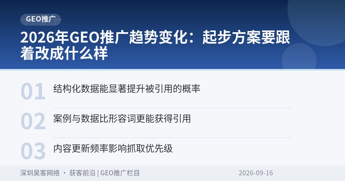 2026年GEO推广趋势变化：起步方案要跟着改成什么样