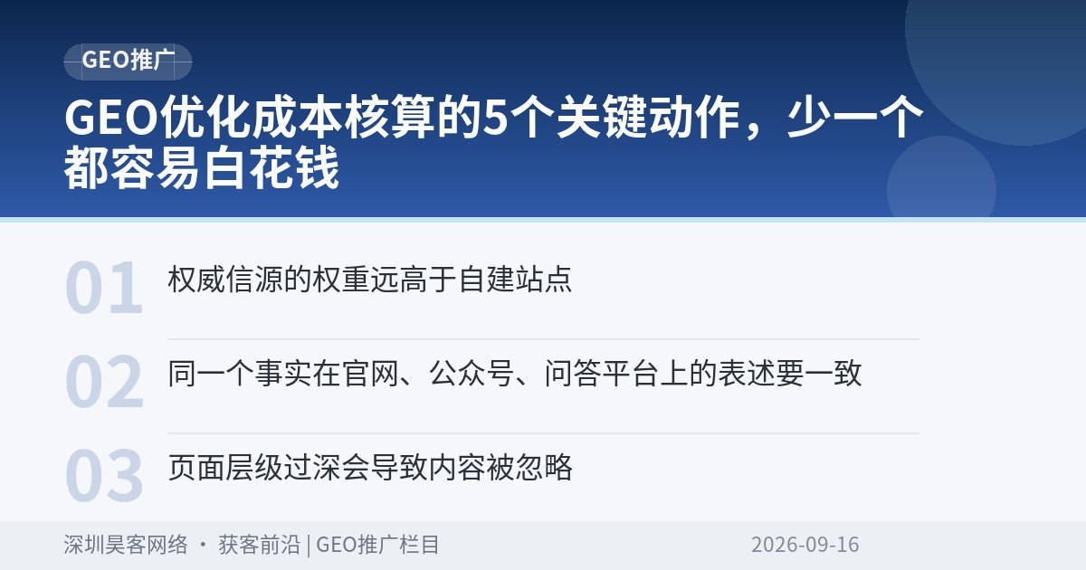 GEO优化成本核算的5个关键动作，少一个都容易白花钱