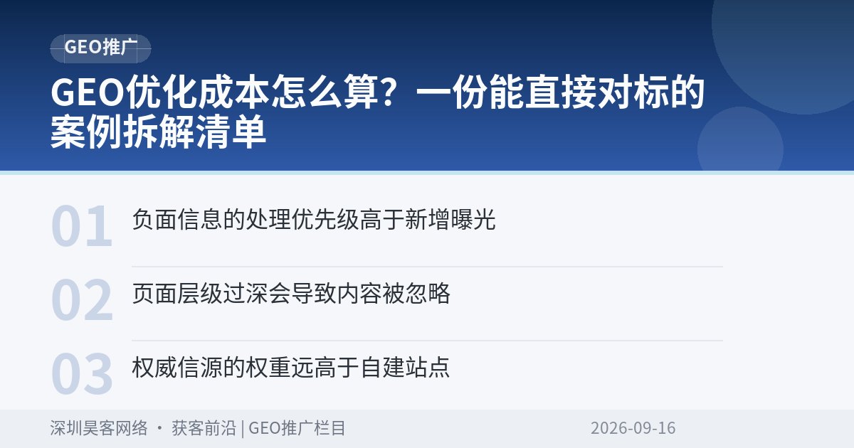 GEO优化成本怎么算？一份能直接对标的案例拆解清单