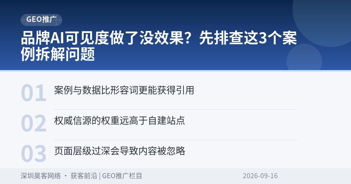 品牌AI可见度做了没效果?先排查这3个案例拆解问题