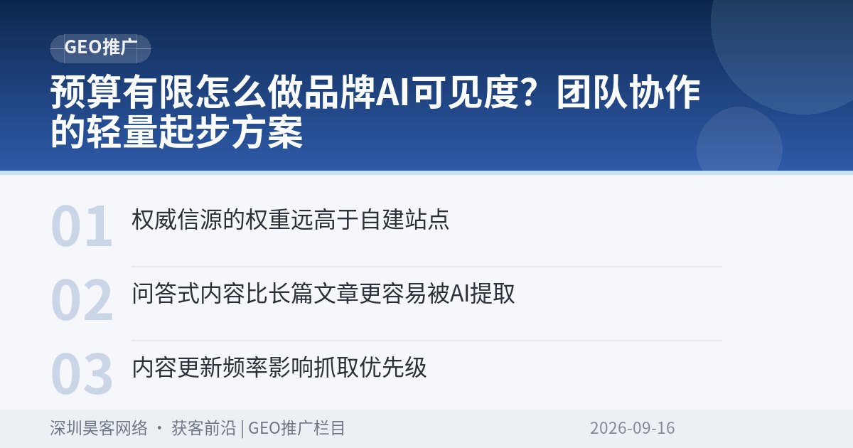 预算有限怎么做品牌AI可见度？团队协作的轻量起步方案