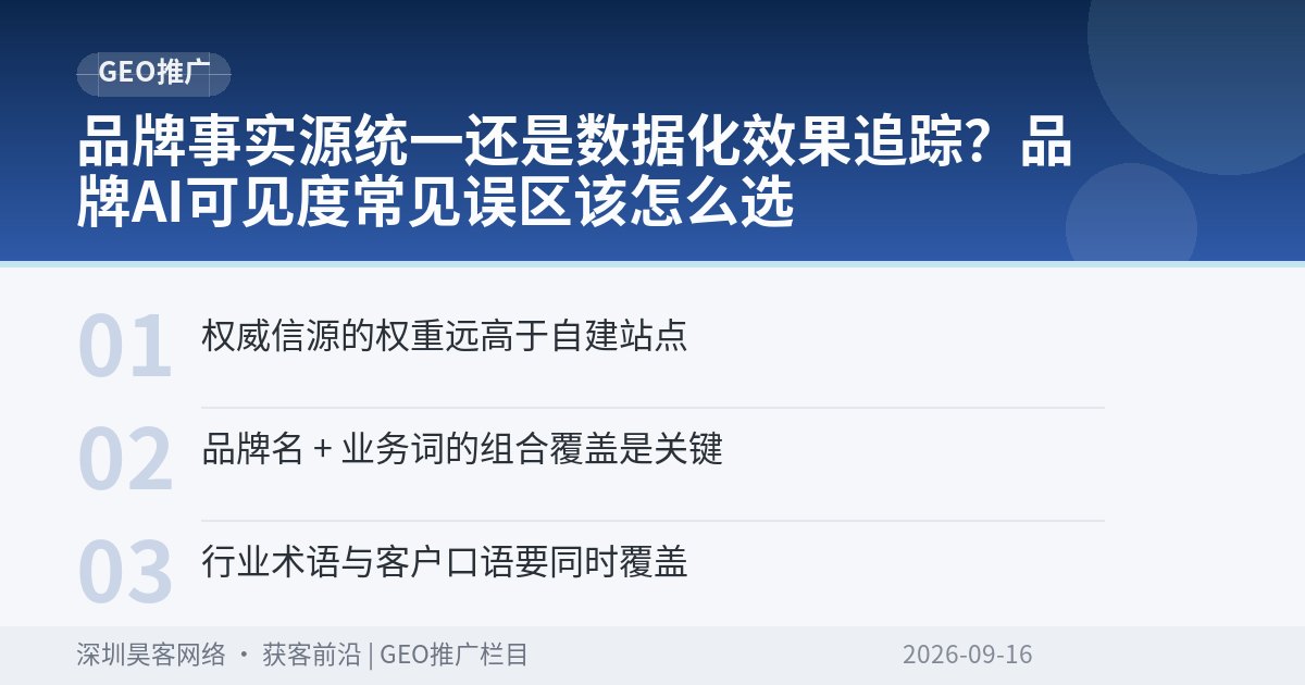 品牌事实源统一还是数据化效果追踪?品牌AI可见度常见误区该怎么选