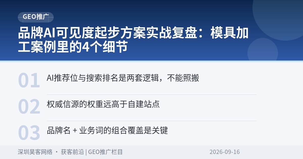 品牌AI可见度起步方案实战复盘：模具加工案例里的4个细节