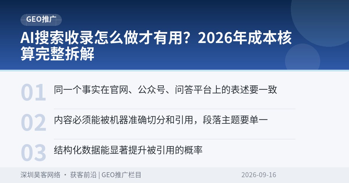 AI搜索收录怎么做才有用？2026年成本核算完整拆解