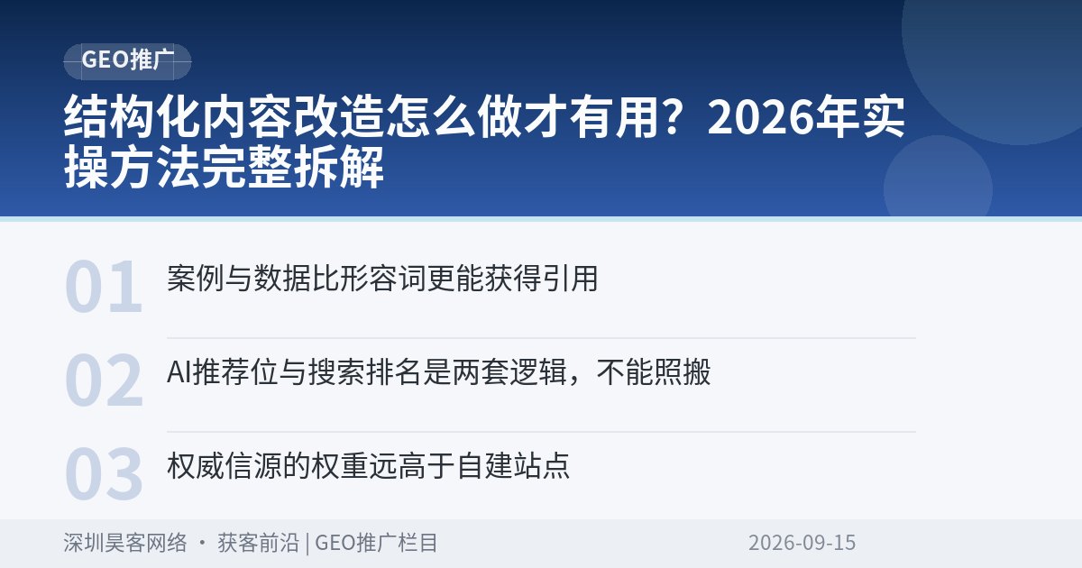 结构化内容改造怎么做才有用？2026年实操方法完整拆解