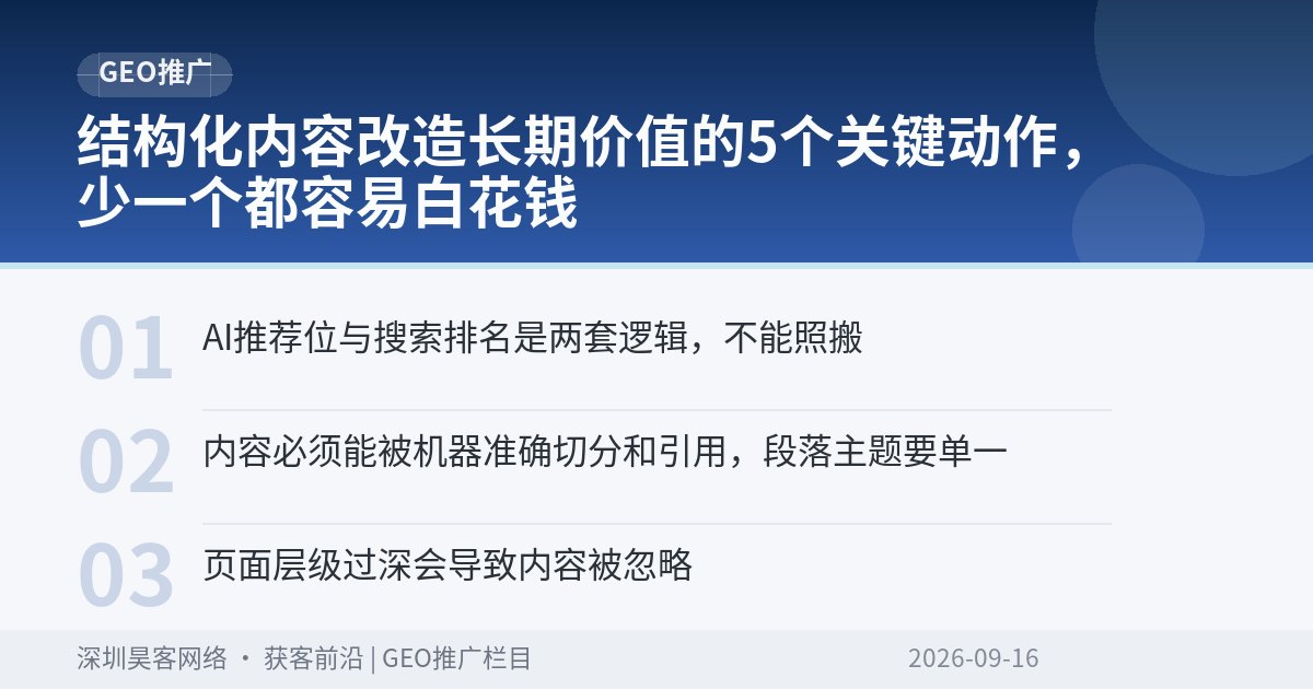 结构化内容改造长期价值的5个关键动作,少一个都容易白花钱