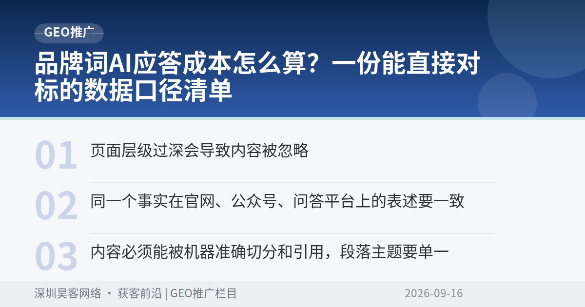 品牌词AI应答成本怎么算?一份能直接对标的数据口径清单