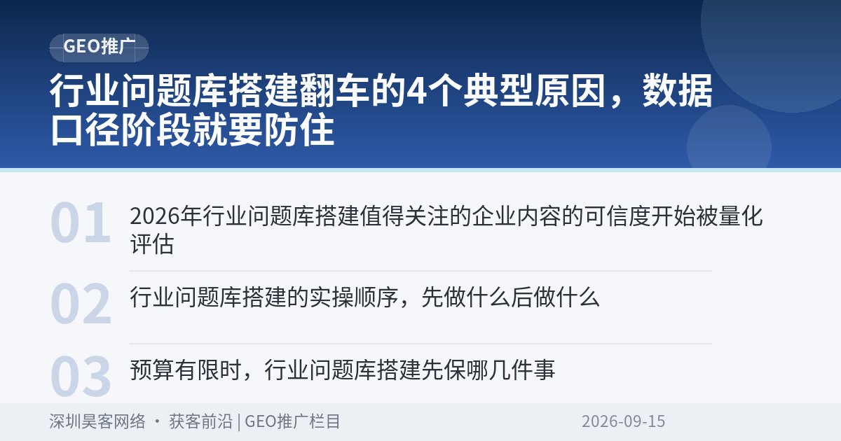 行业问题库搭建翻车的4个典型原因，数据口径阶段就要防住