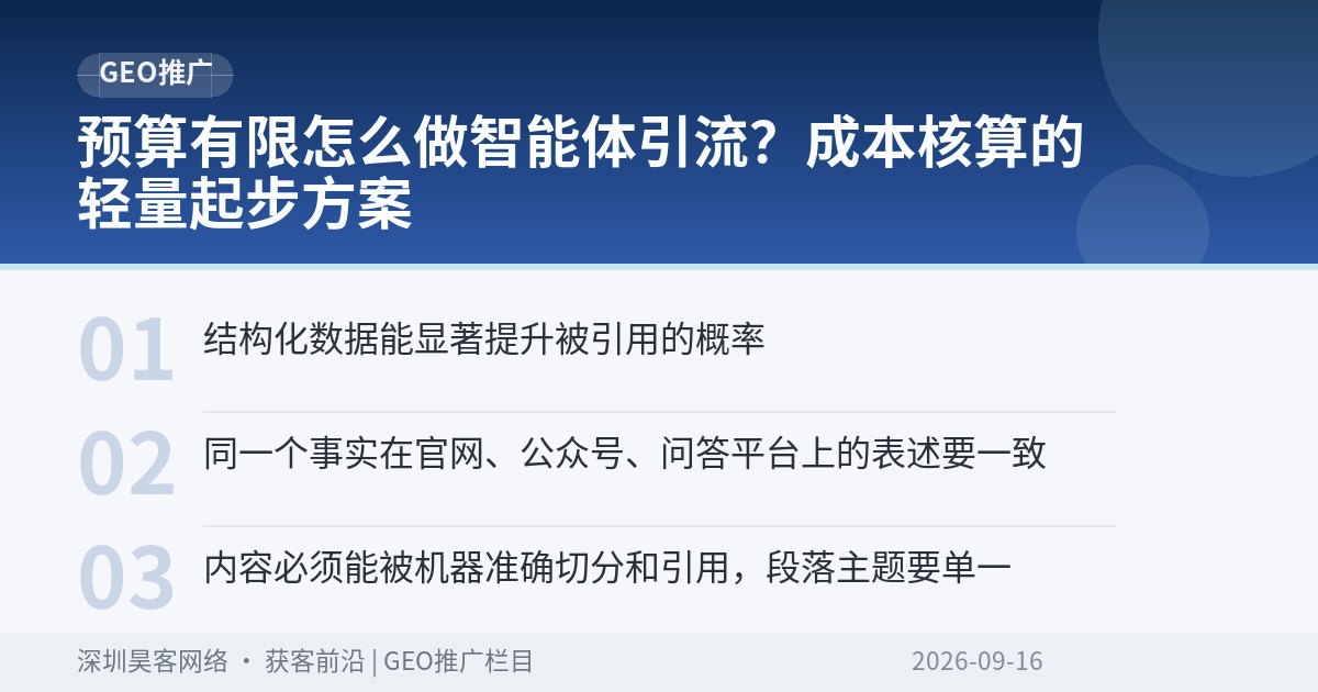 预算有限怎么做智能体引流?成本核算的轻量起步方案