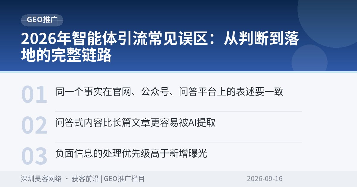 2026年智能体引流常见误区：从判断到落地的完整链路