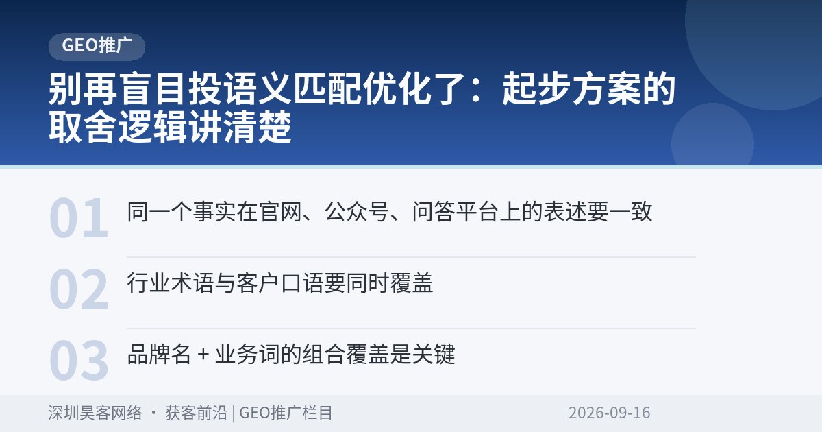 别再盲目投语义匹配优化了:起步方案的取舍逻辑讲清楚