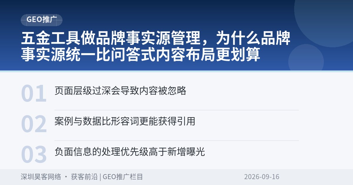 五金工具做品牌事实源管理，为什么品牌事实源统一比问答式内容布局更划算
