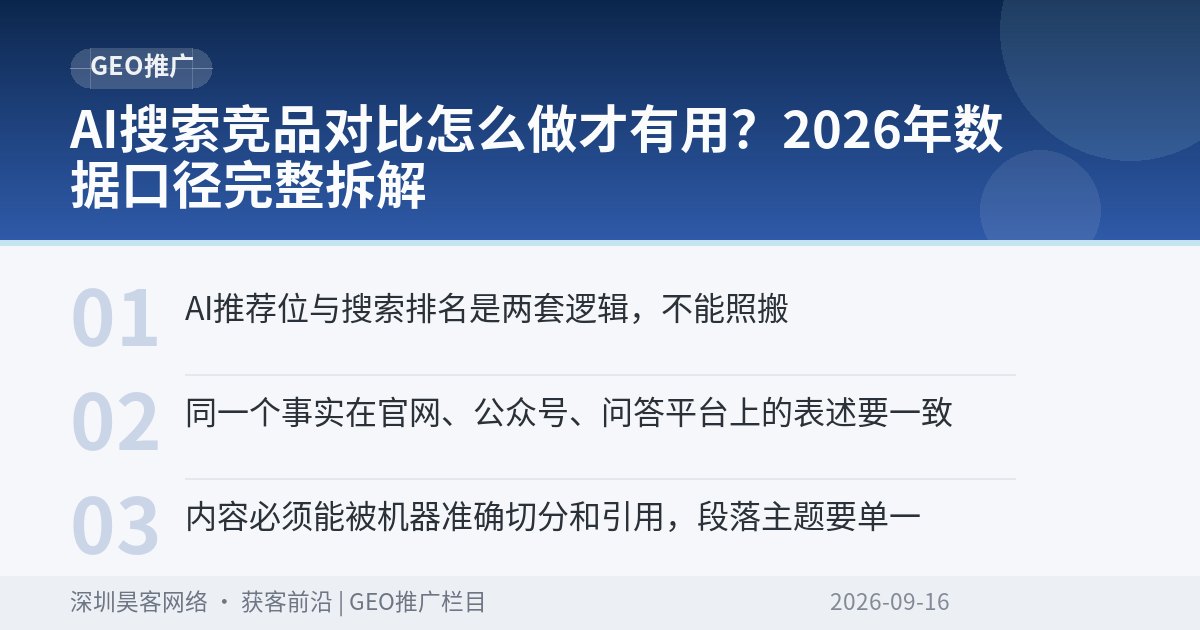 AI搜索竞品对比怎么做才有用？2026年数据口径完整拆解
