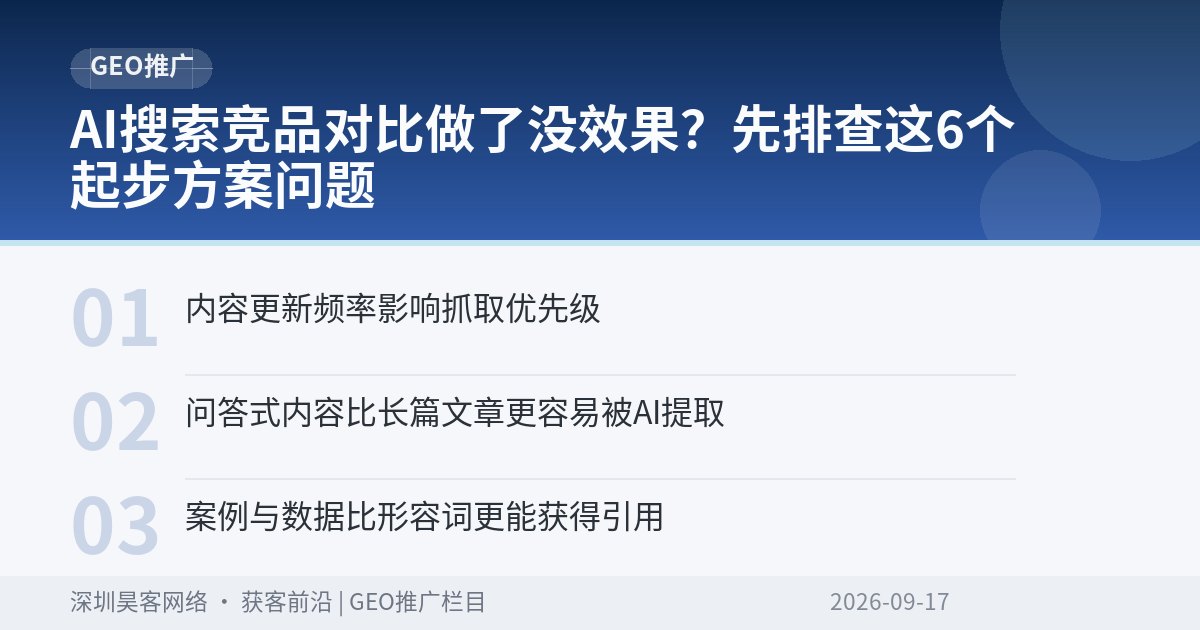 AI搜索竞品对比做了没效果？先排查这6个起步方案问题