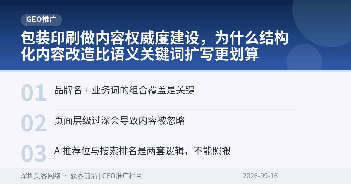 包装印刷做内容权威度建设,为什么结构化内容改造比语义关键词扩写更划算