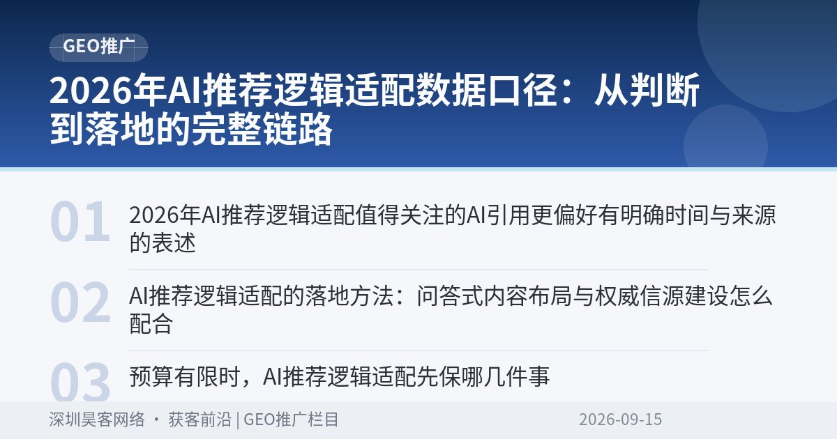 2026年AI推荐逻辑适配数据口径:从判断到落地的完整链路