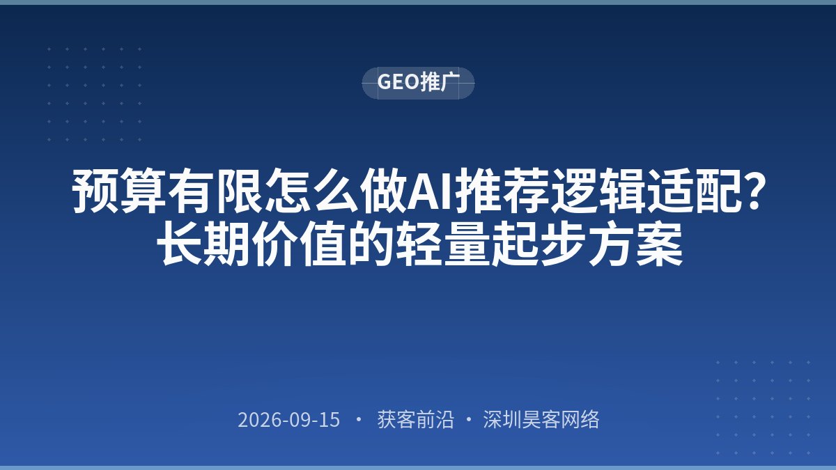预算有限怎么做AI推荐逻辑适配？长期价值的轻量起步方案