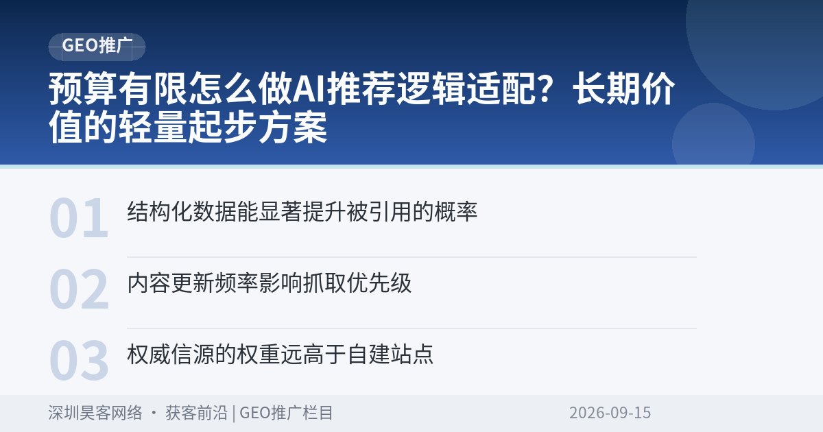 预算有限怎么做AI推荐逻辑适配？长期价值的轻量起步方案
