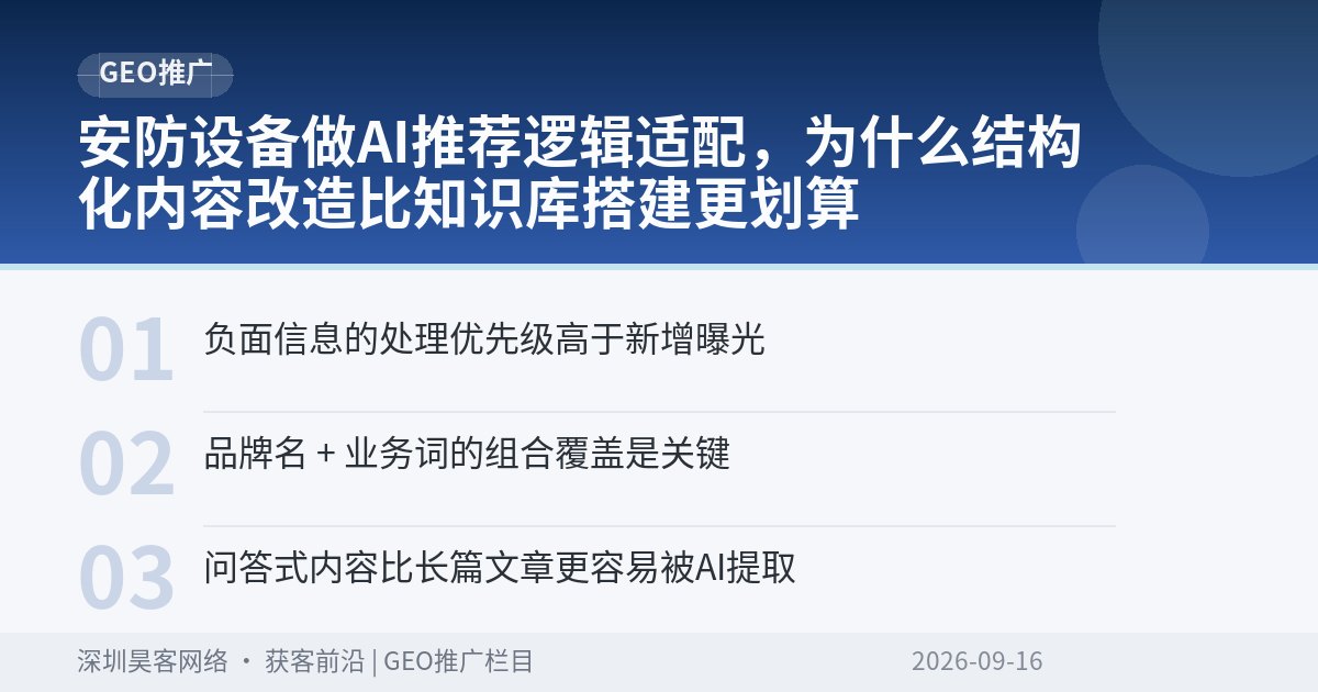 安防设备做AI推荐逻辑适配，为什么结构化内容改造比知识库搭建更划算
