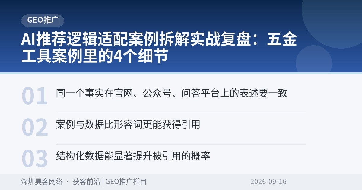 AI推荐逻辑适配案例拆解实战复盘:五金工具案例里的4个细节