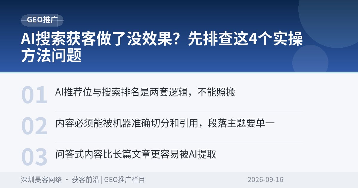 AI搜索获客做了没效果？先排查这4个实操方法问题