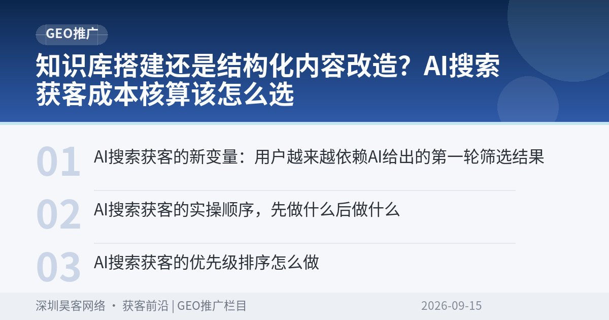 知识库搭建还是结构化内容改造？AI搜索获客成本核算该怎么选