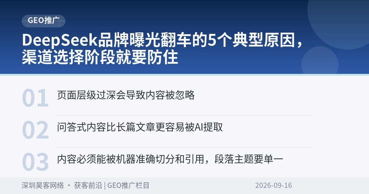 DeepSeek品牌曝光翻车的5个典型原因,渠道选择阶段就要防住