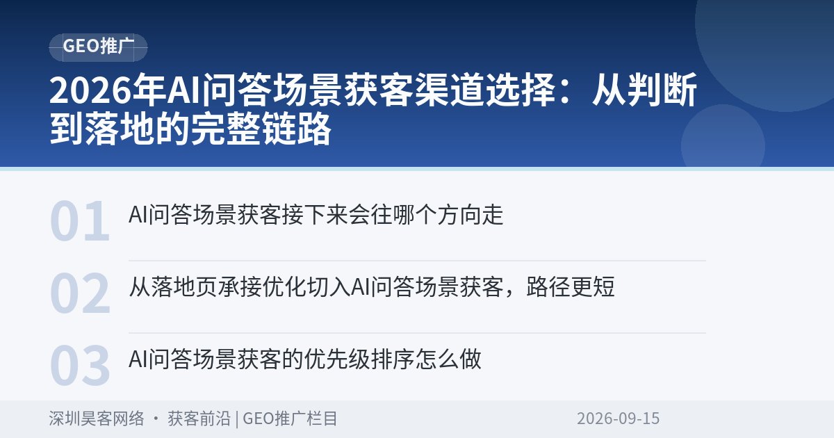 2026年AI问答场景获客渠道选择：从判断到落地的完整链路