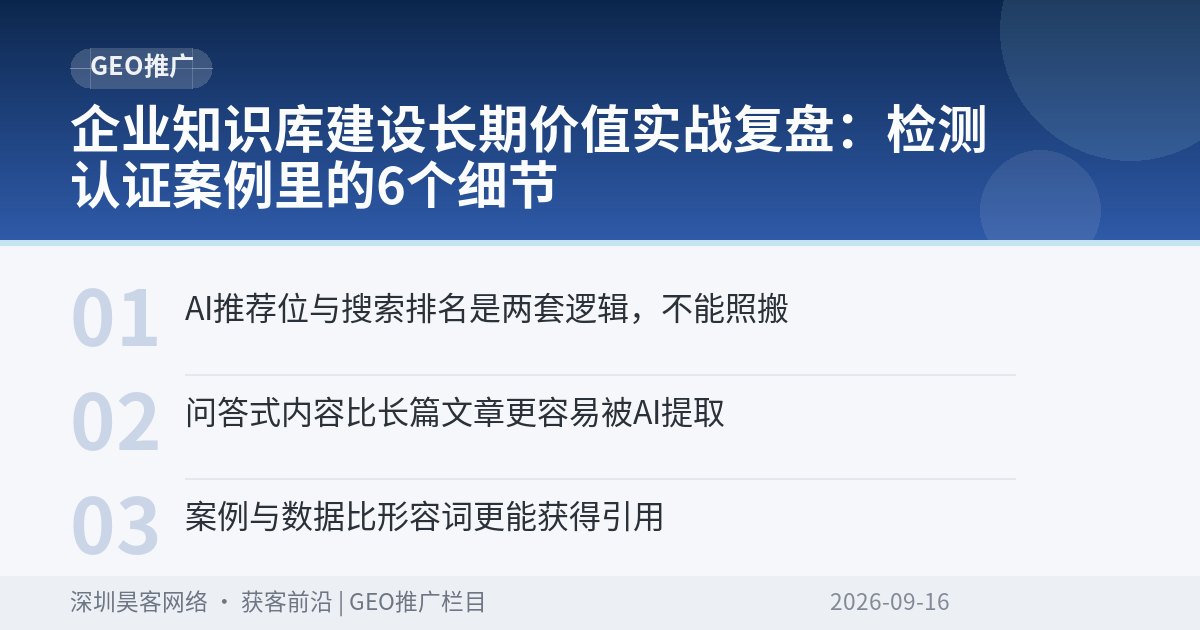 企业知识库建设长期价值实战复盘：检测认证案例里的6个细节
