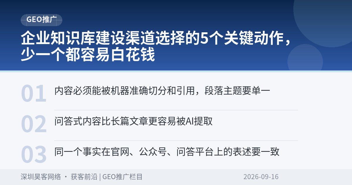 企业知识库建设渠道选择的5个关键动作，少一个都容易白花钱