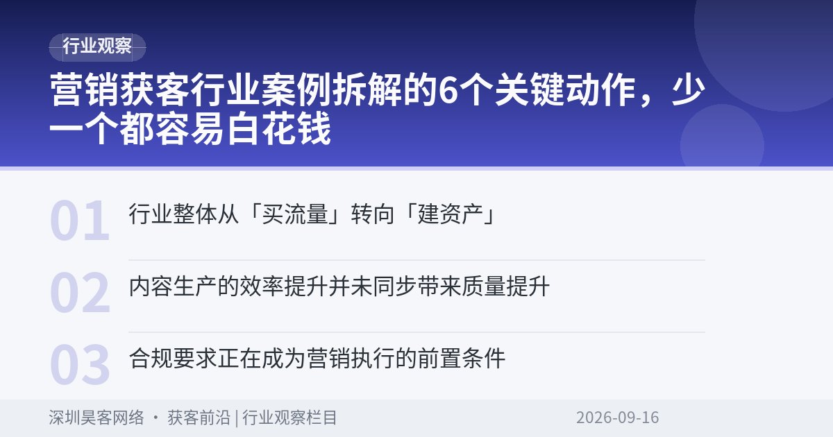 营销获客行业案例拆解的6个关键动作，少一个都容易白花钱